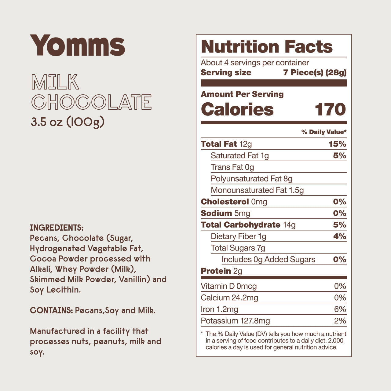Yomms Milk Chocolate 3.5 oz